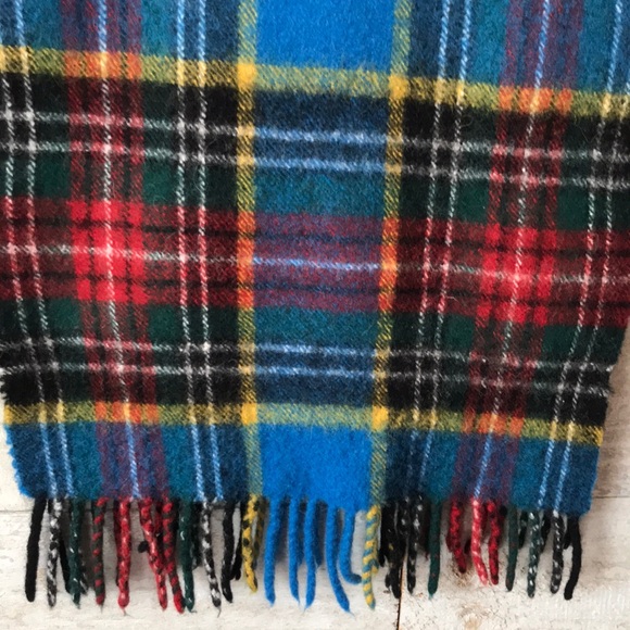 Vintage Clans Scotland fringe trim lambswool scarf - Picture 2 of 6